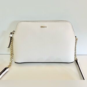 DKNY Bryant Dome Crossbody Bag Ivory w/Gold Hardware.